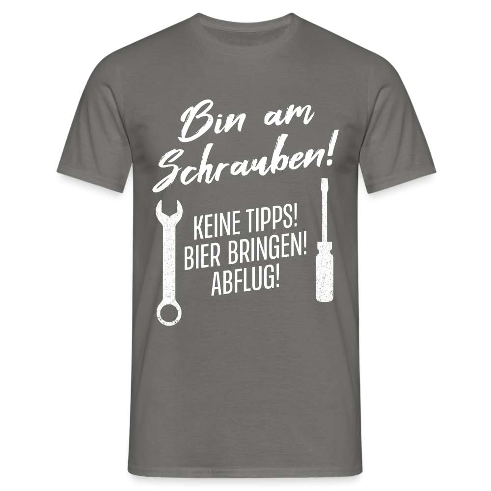 Kfz Mechaniker Spruch Shirt Bin am schrauben Lustiges T-Shirt - Graphit