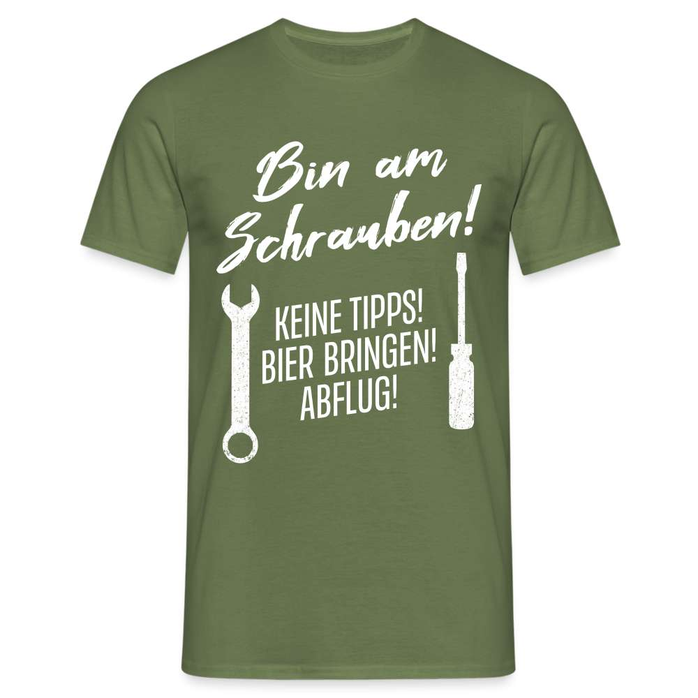 Kfz Mechaniker Spruch Shirt Bin am schrauben Lustiges T-Shirt - Militärgrün