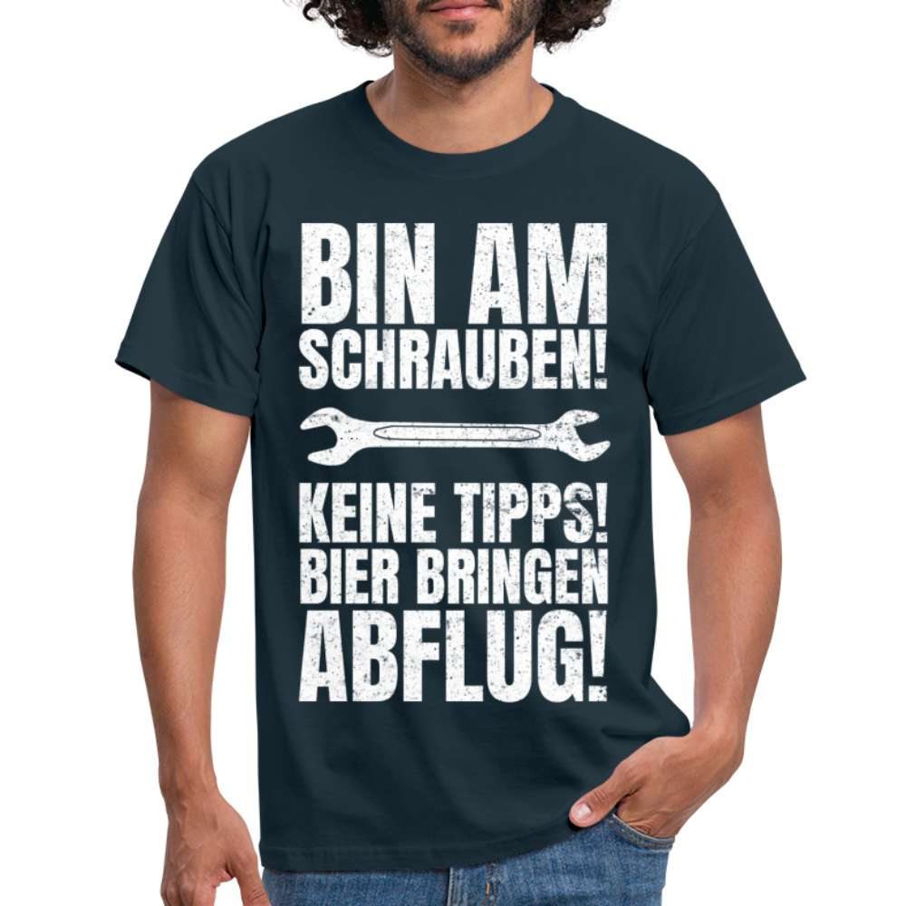 Mechaniker Mechatroniker Shirt - Bin am schrauben - Lustiges T-Shirt - Navy