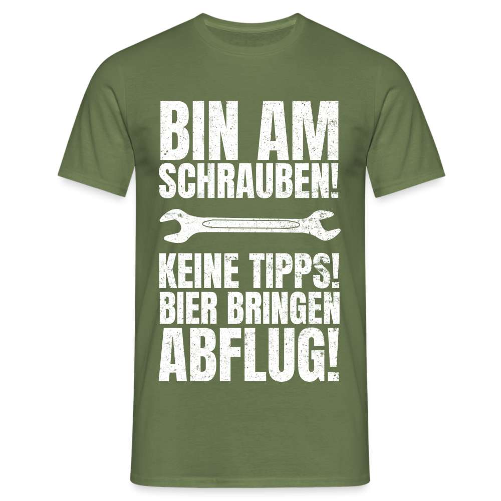 Mechaniker Mechatroniker Shirt - Bin am schrauben - Lustiges T-Shirt - Militärgrün