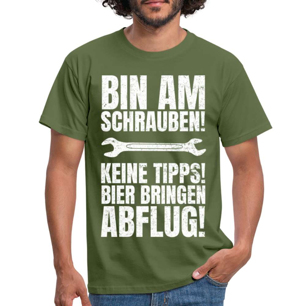 Mechaniker Mechatroniker Shirt - Bin am schrauben - Lustiges T-Shirt - Militärgrün