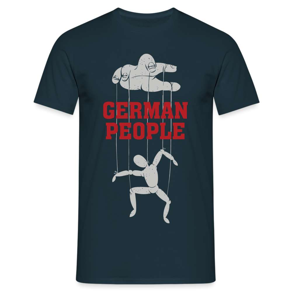 Männchen an Fäden German People Parodie Sarkasmus T-Shirt - Navy