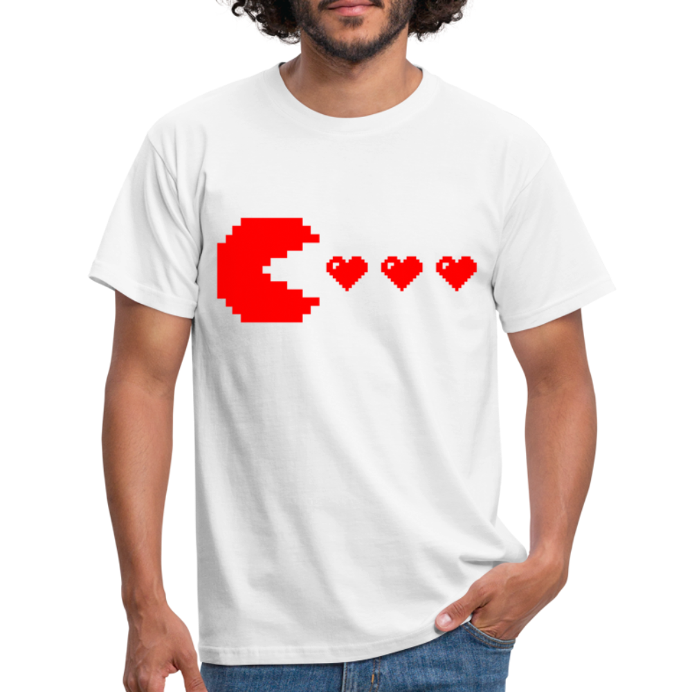 Retro Gaming Valentinstag Herzen Vintage Games T-Shirt - weiß