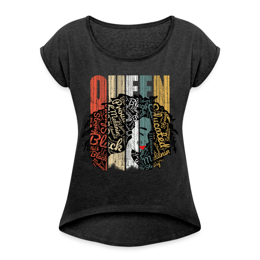 Black Queen Shirt Frauen T-Shirt mit U-Ausschnitt - Schwarz meliert