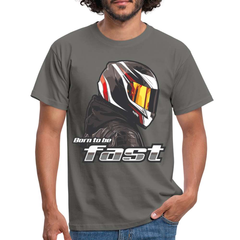 Motorradfahrer Biker Helm Born To Be Fast Geschenk T-Shirt - Graphit