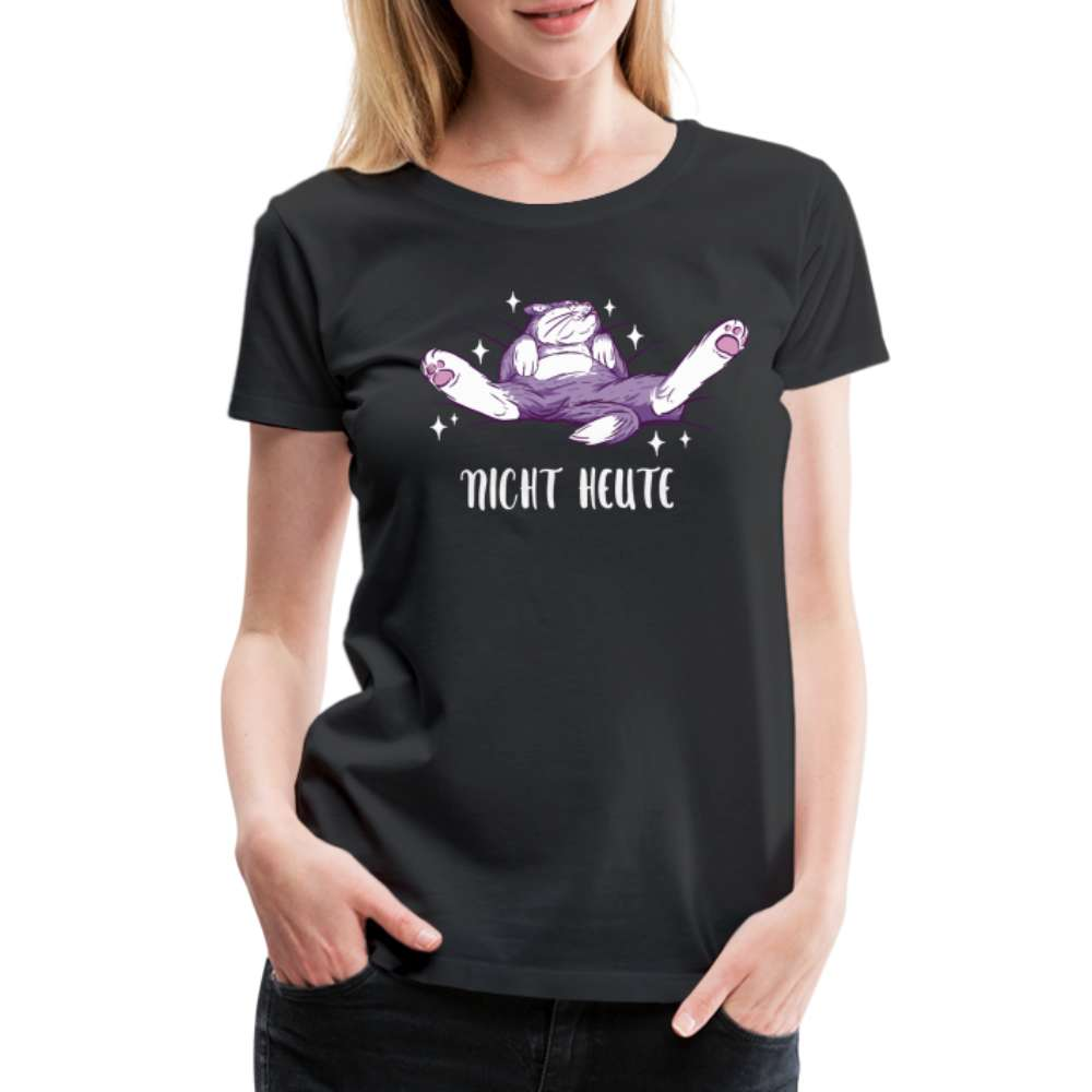 Faule Katze Nicht Heute Lustiges Frauen Premium T-Shirt - Schwarz