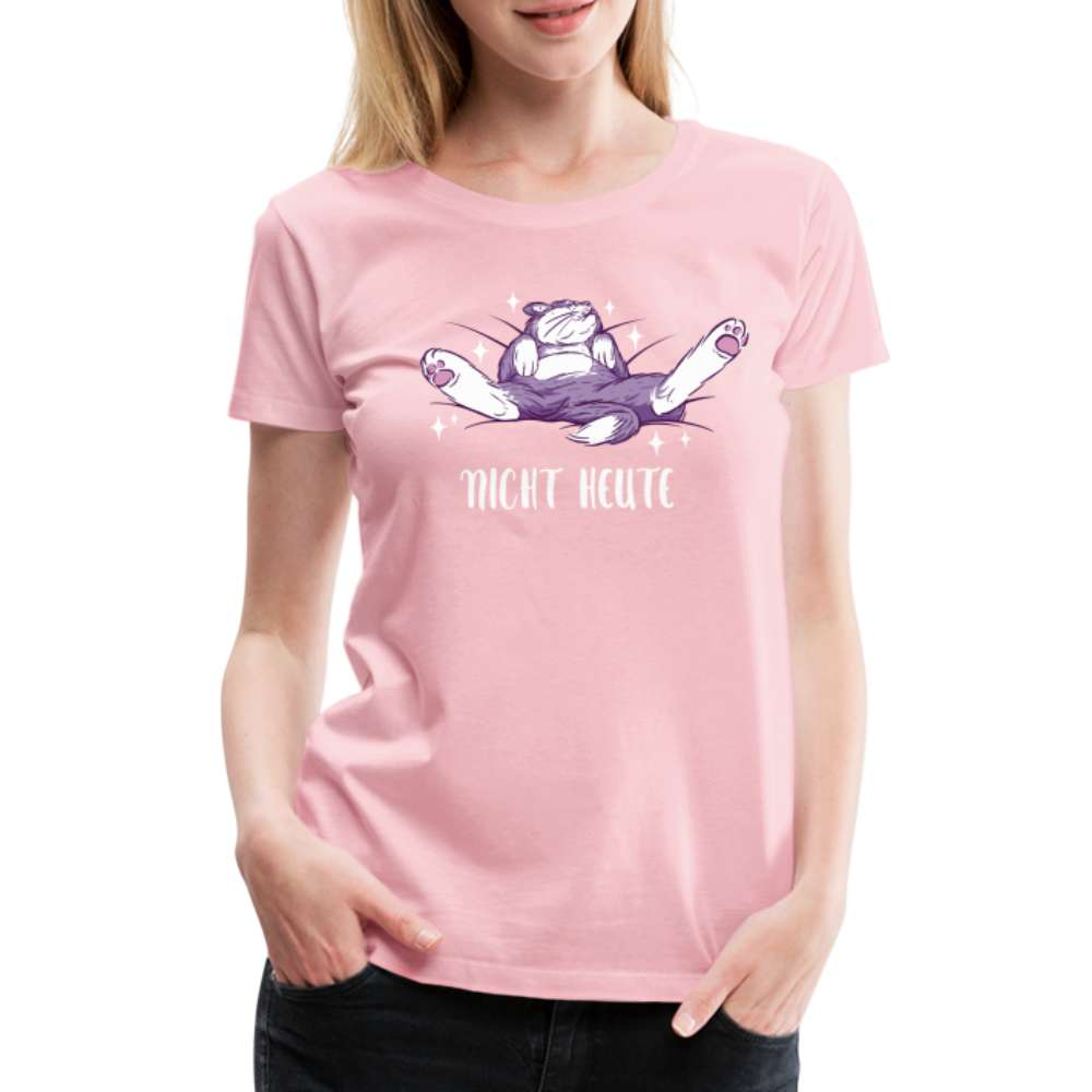 Faule Katze Nicht Heute Lustiges Frauen Premium T-Shirt - Hellrosa