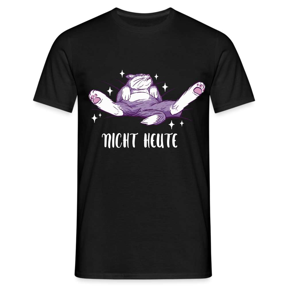Faule Katze Nicht Heute Lustiges T-Shirt - Schwarz
