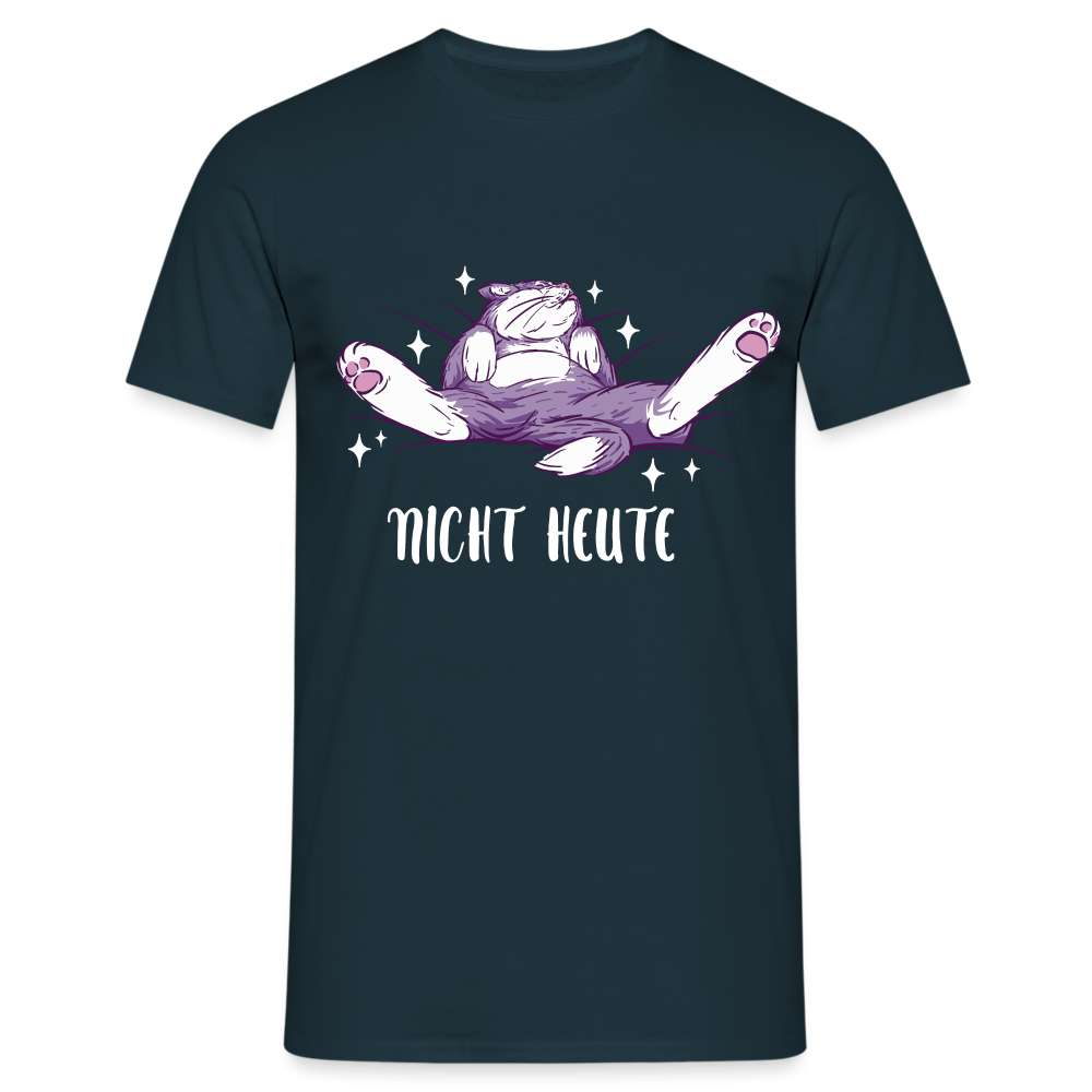 Faule Katze Nicht Heute Lustiges T-Shirt - Navy