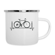 Fahrradfahrer Fahrrad Herzschlag EKG Emaille-Tasse - weiß