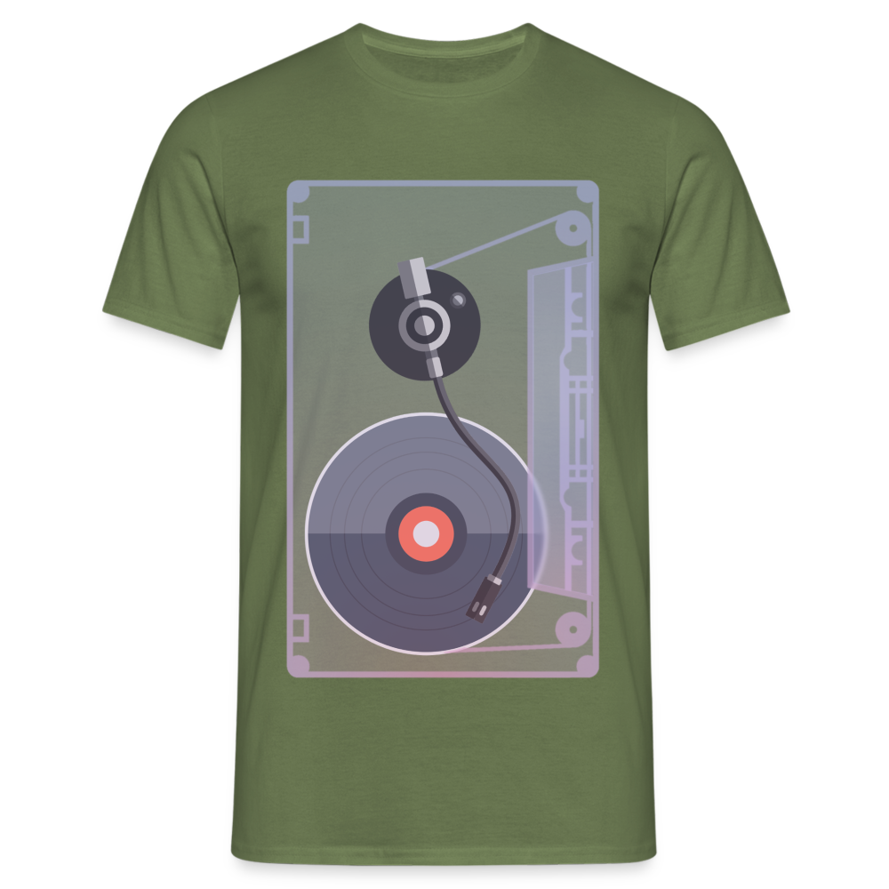 Kassette Schallplatte Retro Style T-Shirt - Militärgrün