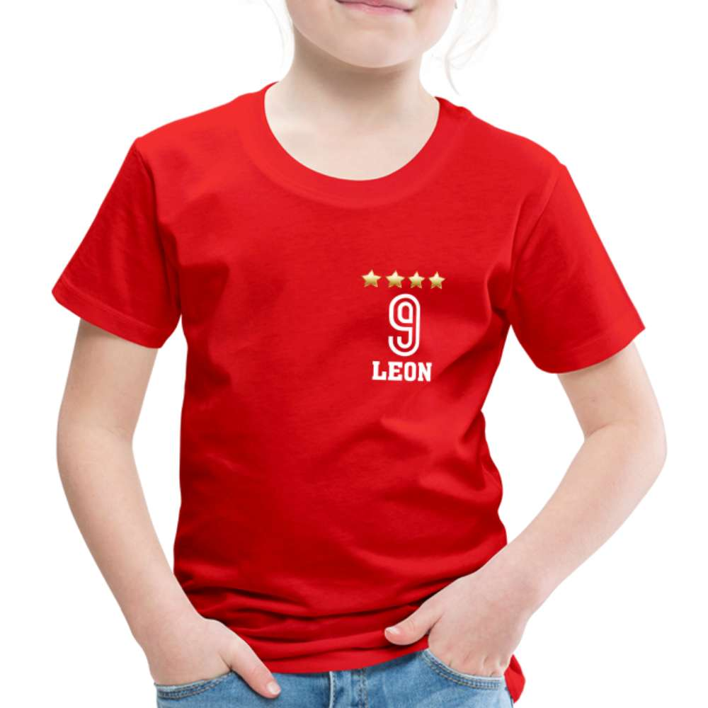 Kinder Fußball Geburtstags Shirt Trikot Personalisierbares Kinder T-Shirt - Rot