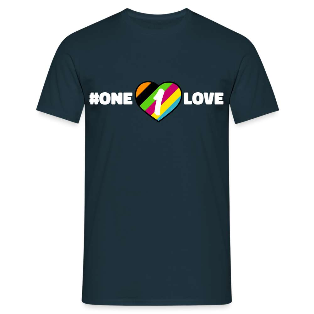 One Love Shirt Statement Fußball Männer T-Shirt - Navy