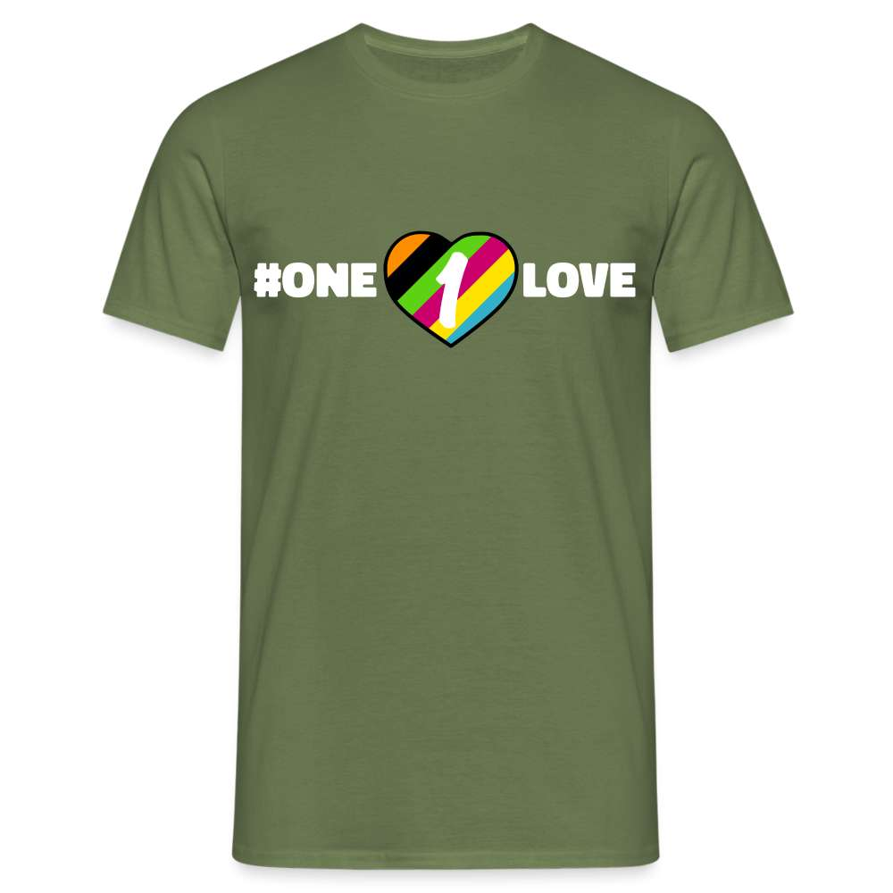 One Love Shirt Statement Fußball Männer T-Shirt - Militärgrün