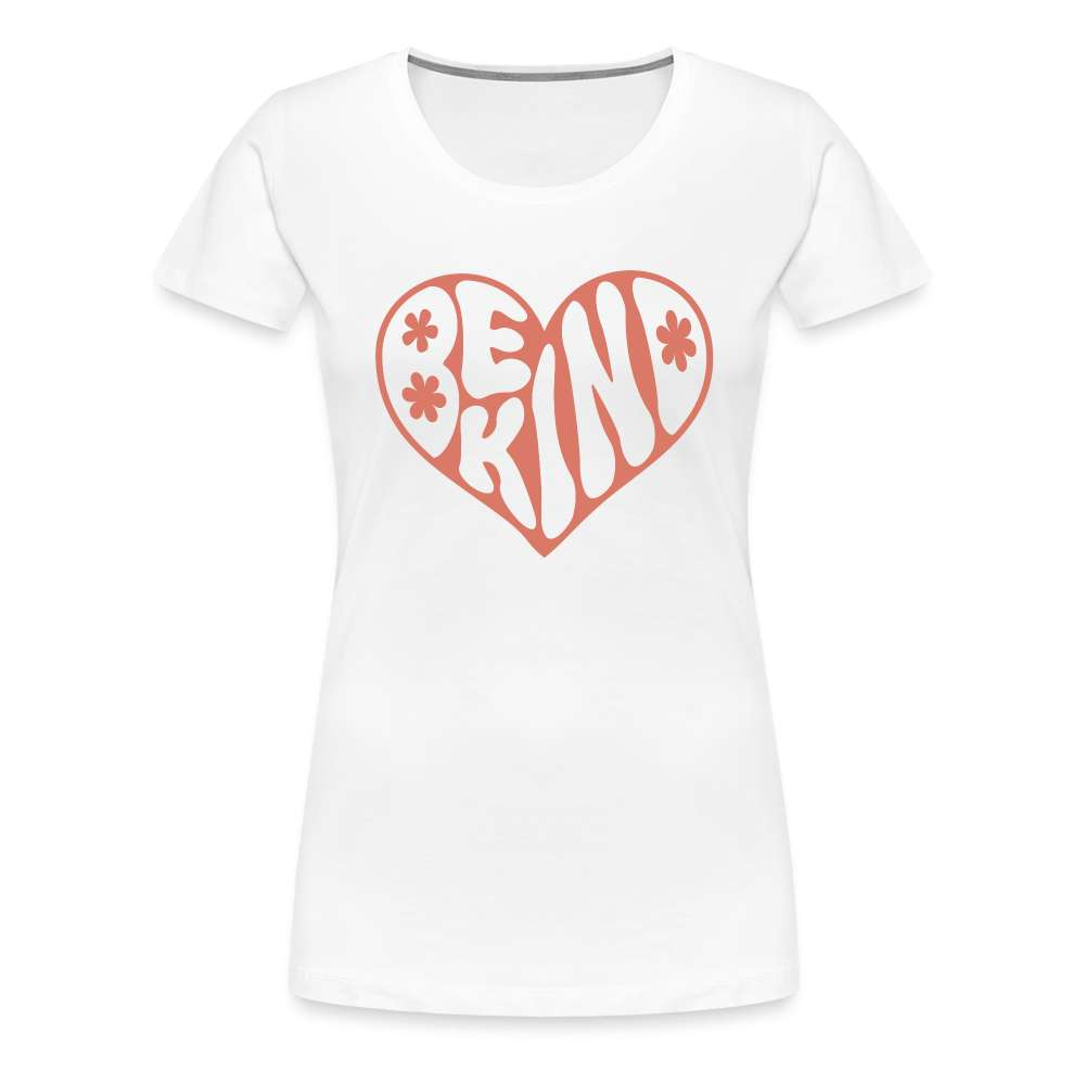 Be Kind Herz 70er Style Frauen Premium T-Shirt - weiß