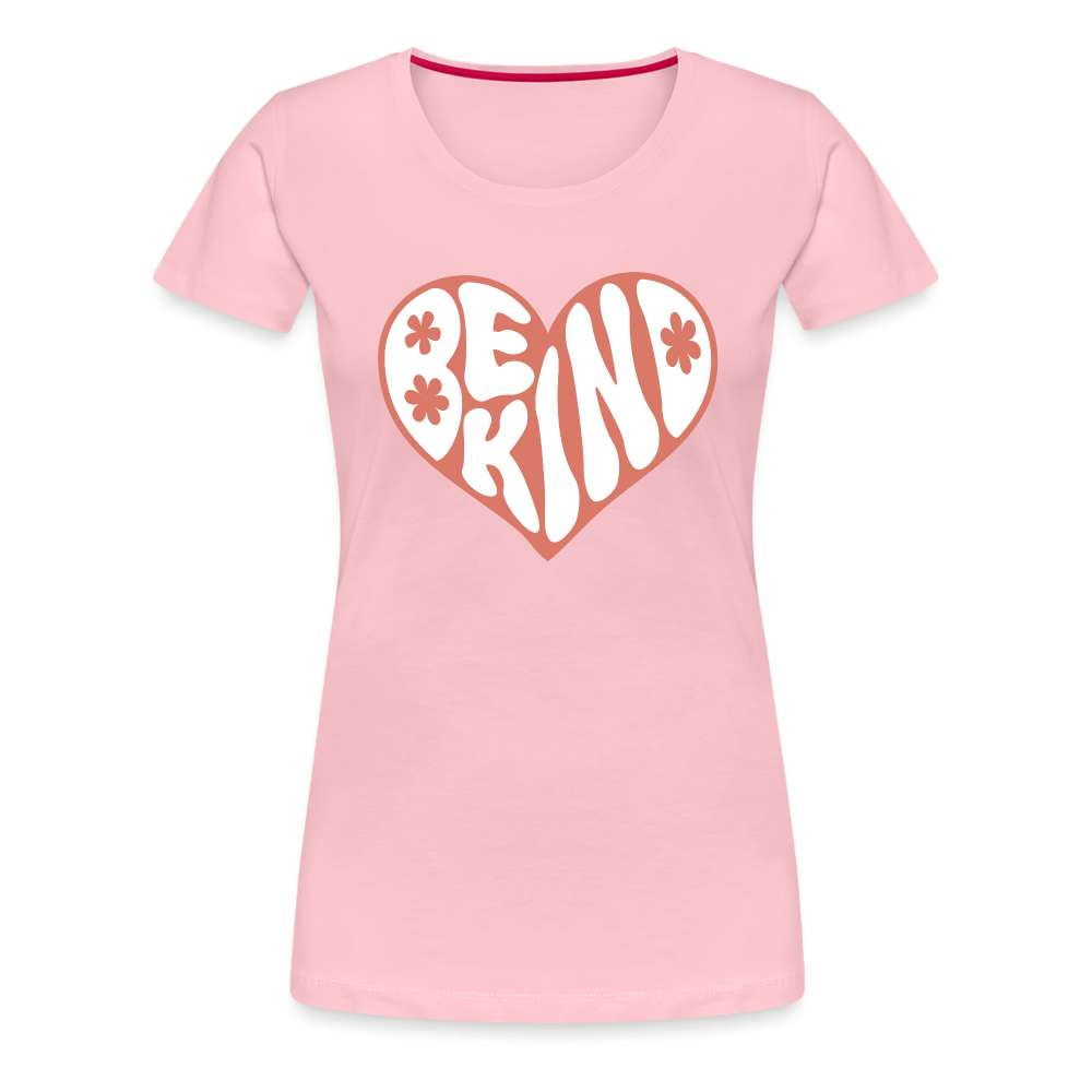 Be Kind Herz 70er Style Frauen Premium T-Shirt - Hellrosa