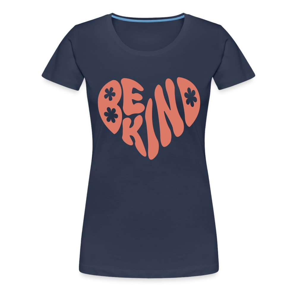 Be Kind Herz 70er Style Frauen Premium T-Shirt - Navy