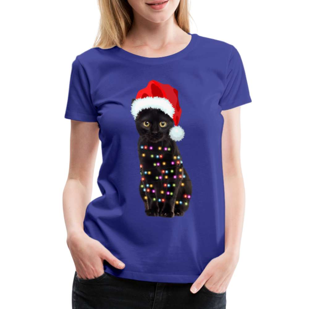 Weihnachten Katze mit Lichterkette Lustiges Weihnachts  Frauen Premium T-Shirt - Königsblau