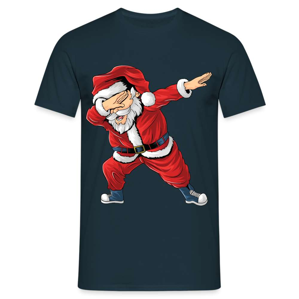Sante Tanzender Weihnachtsmann Nikolaus Lustiges T-Shirt - Navy