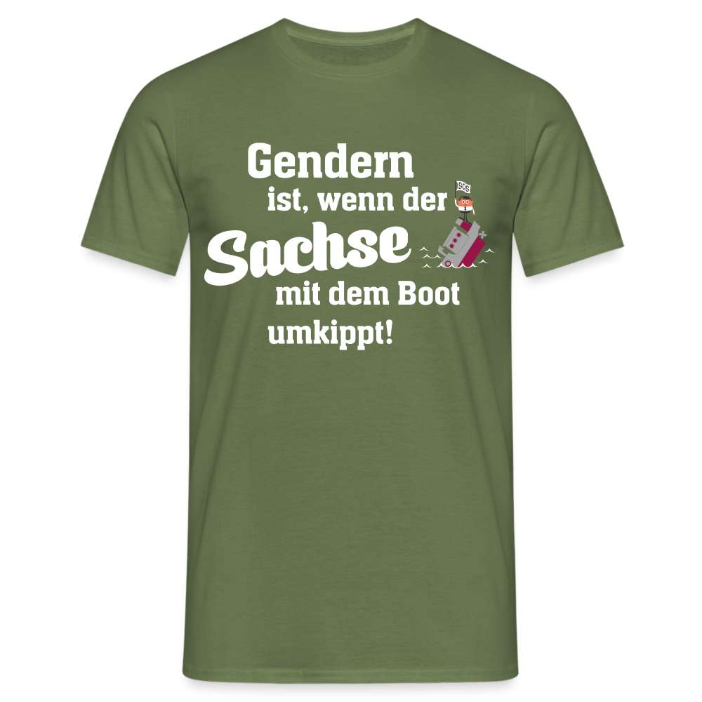 Gendern auf Sächsisch Lustiges T-Shirt - Militärgrün