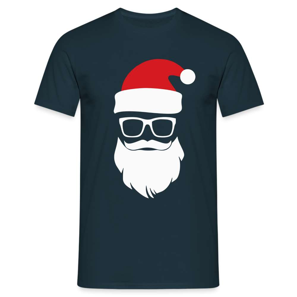Santa Weihnachtsmann mit Sonnenbrille Lustiges T-Shirt - Navy