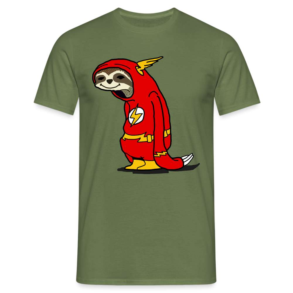 Lustiges Faultier Flash Nerd T-Shirt - Militärgrün