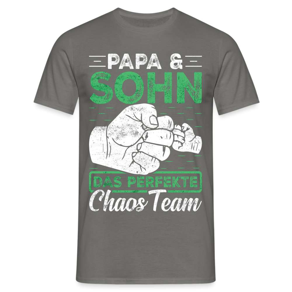 Papa Vatertag Vater und Sohn das perfekte Chaos Team Lustiges T-Shirt - Graphit