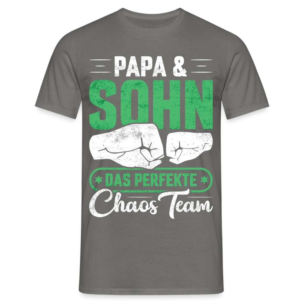 Papa Vatertag Vater und Sohn das perfekte Chaos Team Lustiges T-Shirt - Graphit
