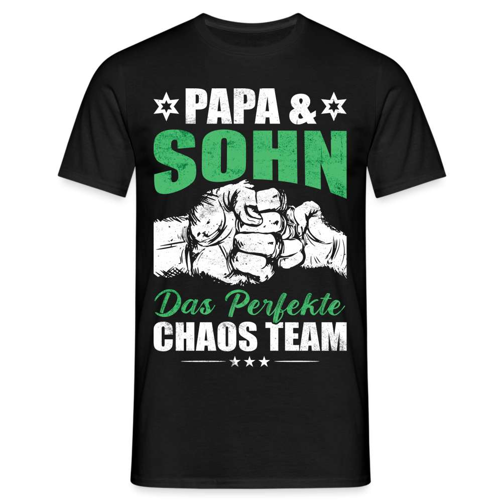 Papa Vatertag Vater und Sohn das perfekte Chaos Team Lustiges T-Shirt - Schwarz