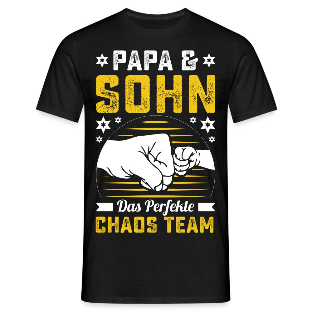 Papa Vatertag Vater und Sohn das perfekte Chaos Team Lustiges T-Shirt - Schwarz