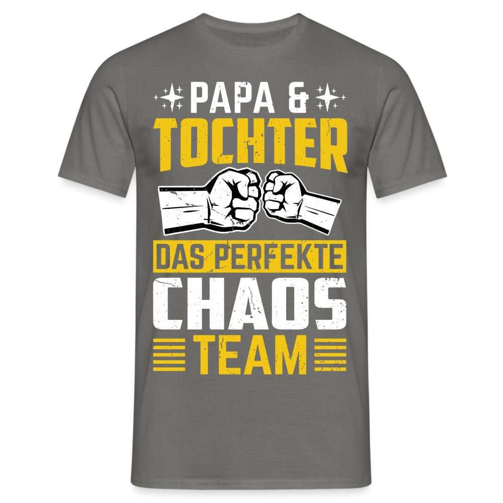Papa Vatertag Papa und Tochter das perfekte Chaos Team Lustiges T-Shirt - Graphit