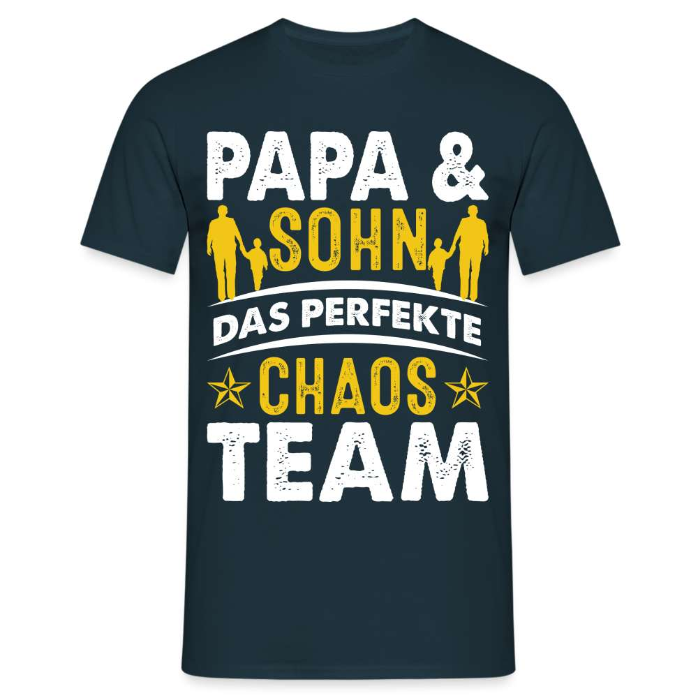 Papa Vatertag Vater und Sohn das perfekte Chaos Team Lustiges T-Shirt - Navy