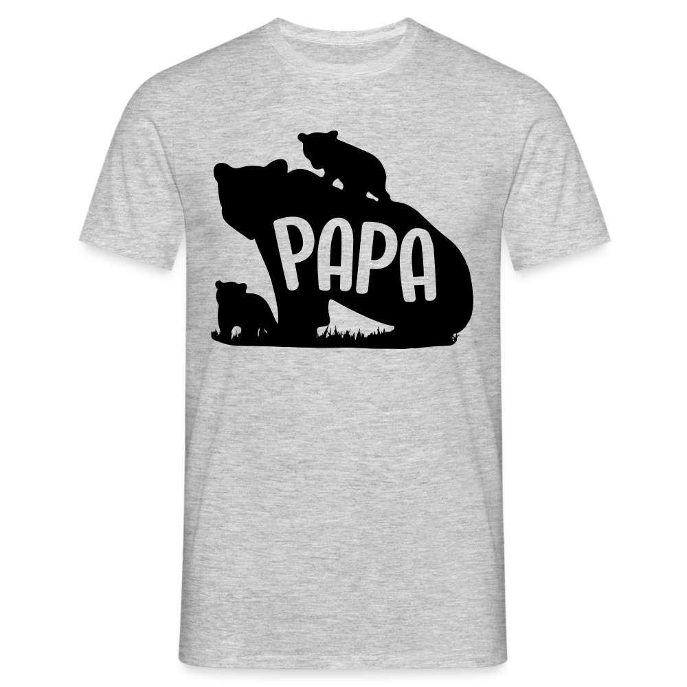 Vatertag Papa Bear Geschenk T-Shirt - Grau meliert