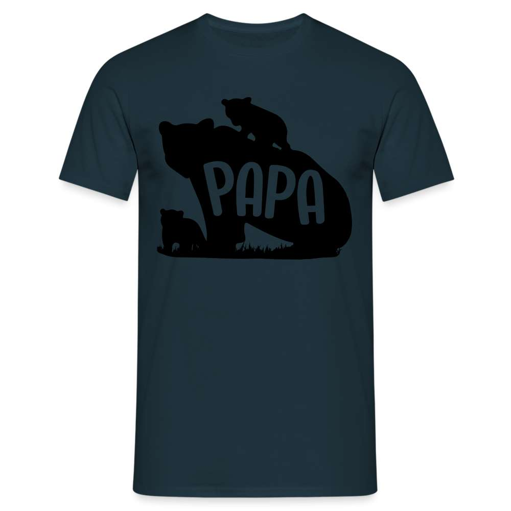 Vatertag Papa Bear Geschenk T-Shirt - Navy