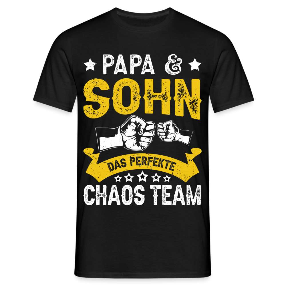 Papa Vatertag Papa und Sohn das perfekte Chaos Team Lustiges T-Shirt - Schwarz
