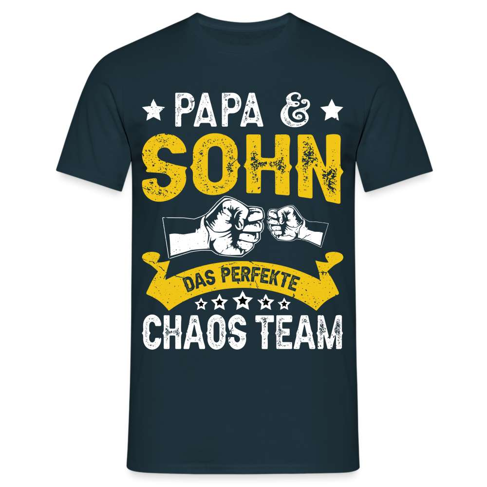 Papa Vatertag Papa und Sohn das perfekte Chaos Team Lustiges T-Shirt - Navy