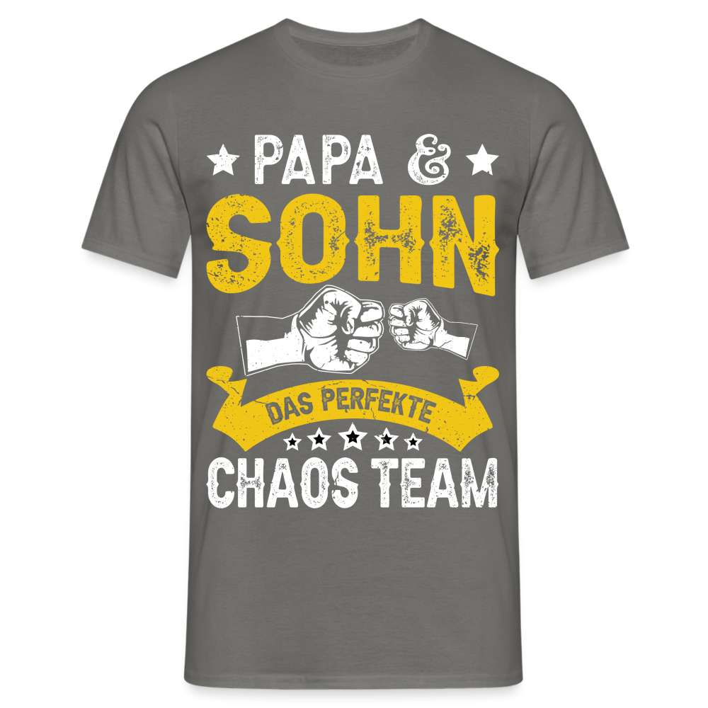 Papa Vatertag Papa und Sohn das perfekte Chaos Team Lustiges T-Shirt - Graphit