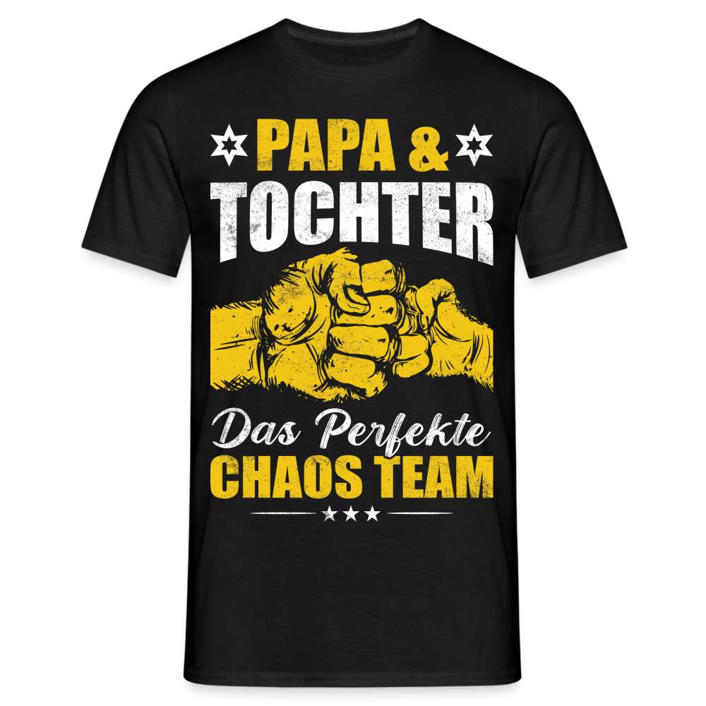 Papa Vatertag Papa und Tochter das perfekte Chaos Team Lustiges T-Shirt - Schwarz