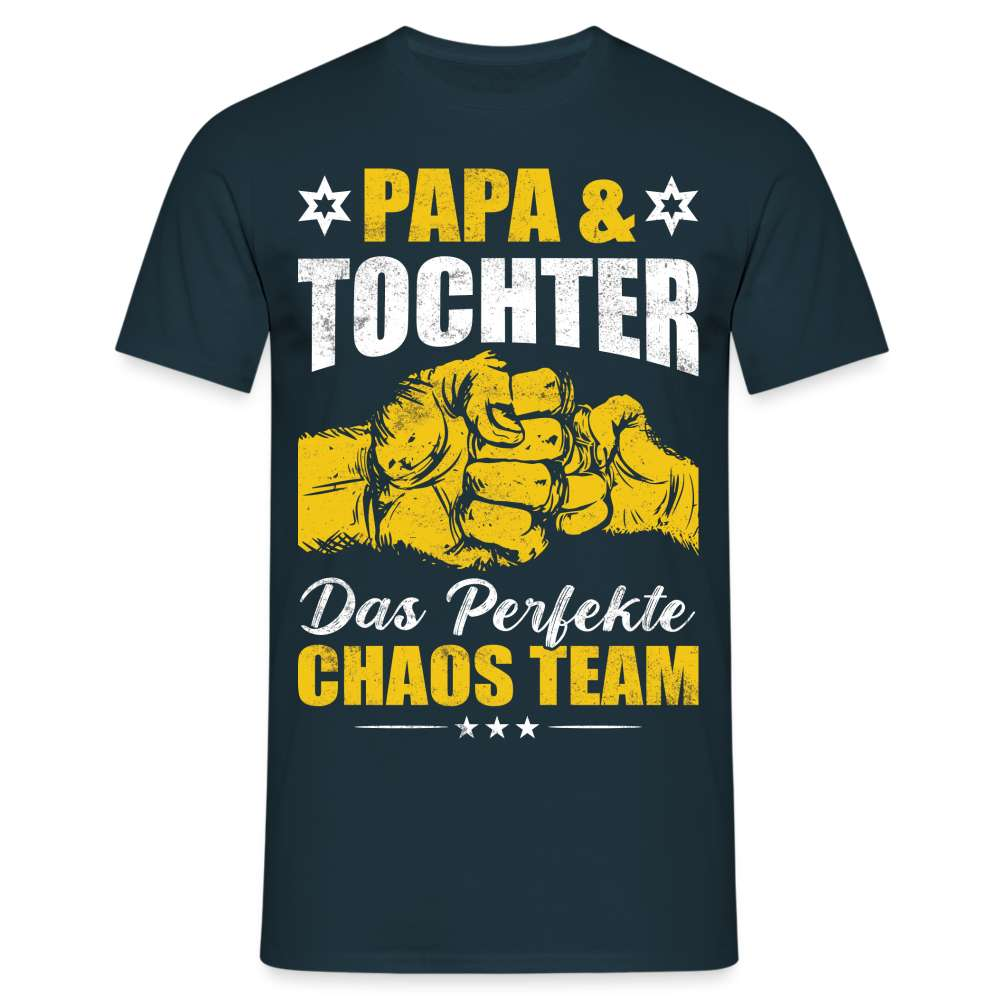 Papa Vatertag Papa und Tochter das perfekte Chaos Team Lustiges T-Shirt - Navy
