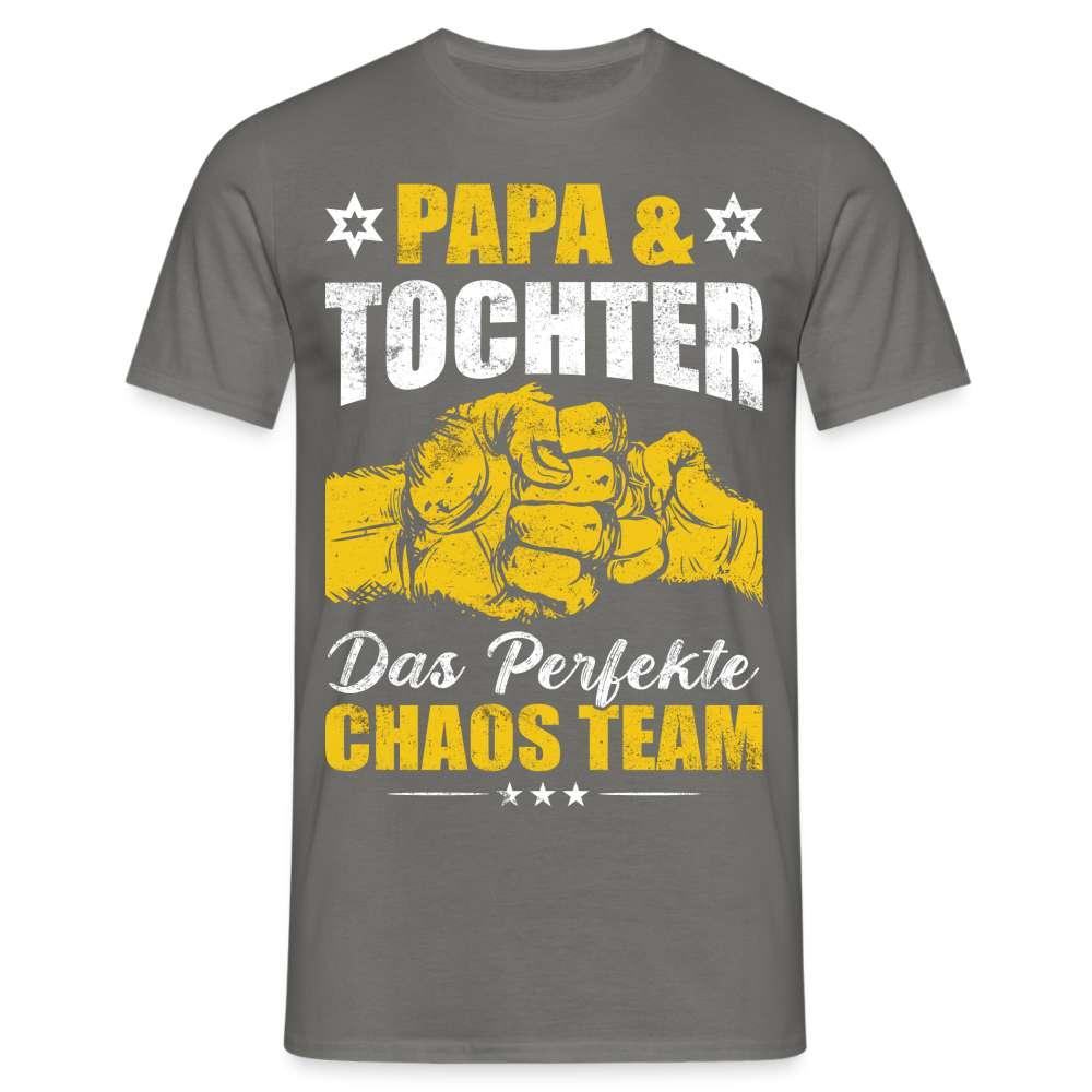 Papa Vatertag Papa und Tochter das perfekte Chaos Team Lustiges T-Shirt - Graphit