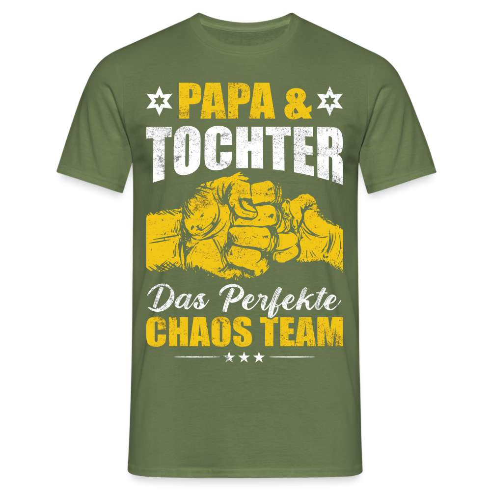 Papa Vatertag Papa und Tochter das perfekte Chaos Team Lustiges T-Shirt - Militärgrün