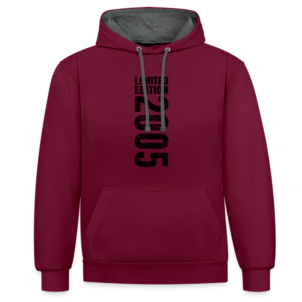 18. Geburtstag Geboren 2005 Limited Edition Retro Style Hoodie - Weinrot/Anthrazit