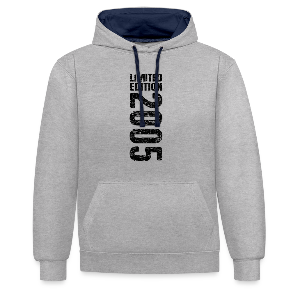 18. Geburtstag Geboren 2005 Limited Edition Retro Style Hoodie - Grau meliert/Navy