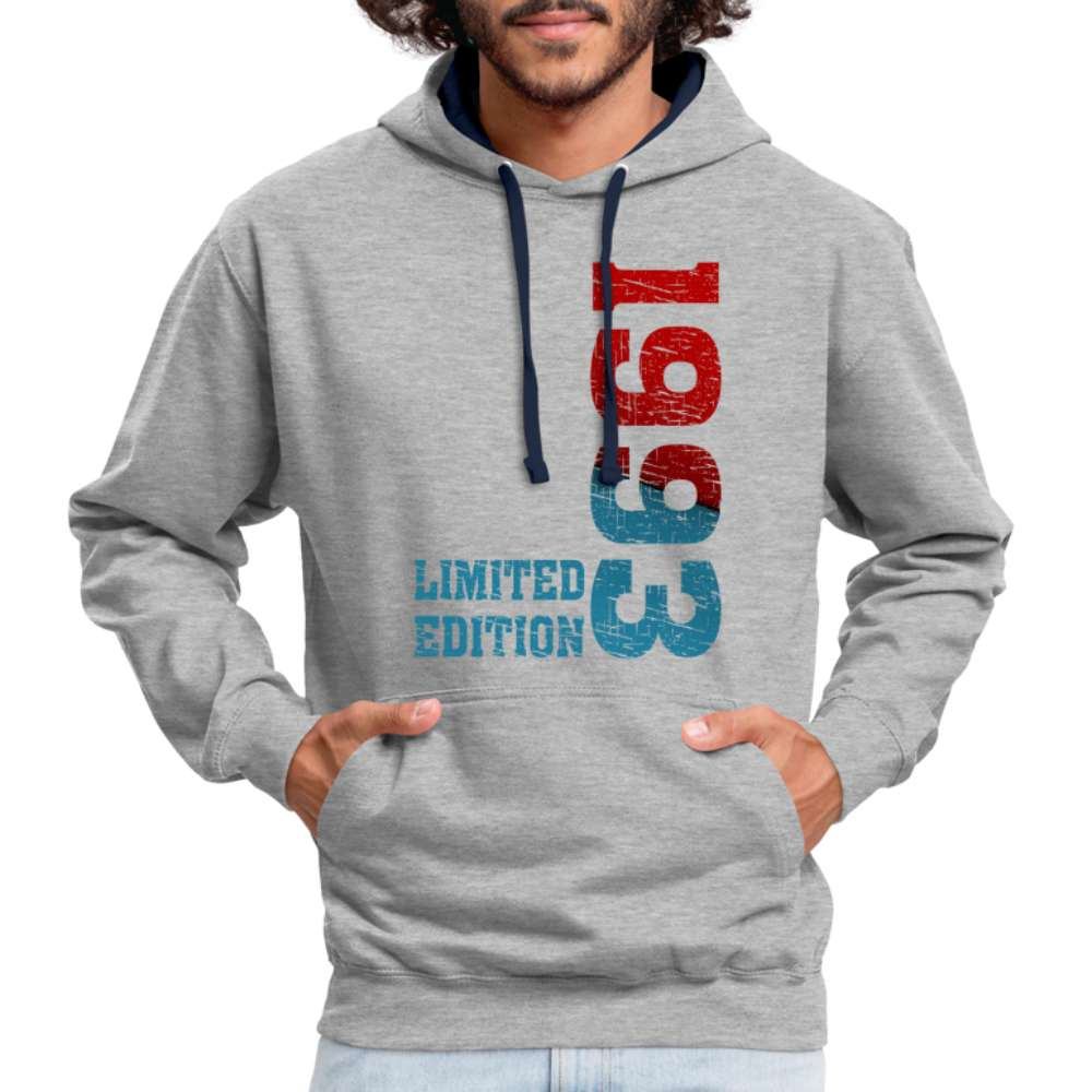 30. Geburtstag 1993 Limited Edition Geschenk Kontrast-Hoodie - Grau meliert/Navy