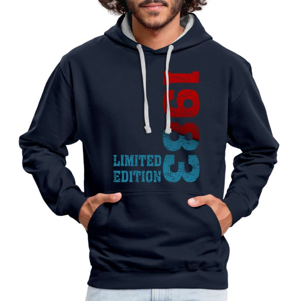 40. Geburtstag 1983 Limited Edition Geschenk Kontrast-Hoodie - Navy/Grau meliert