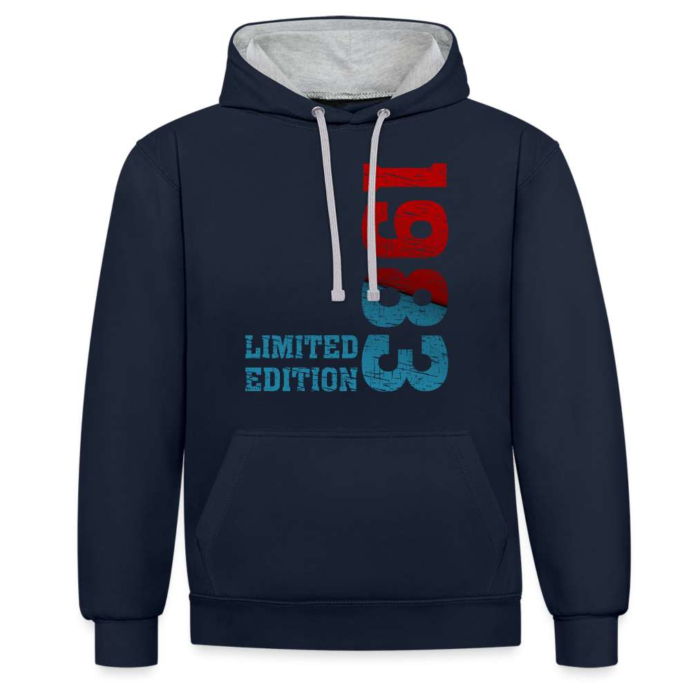 40. Geburtstag 1983 Limited Edition Geschenk Kontrast-Hoodie - Navy/Grau meliert