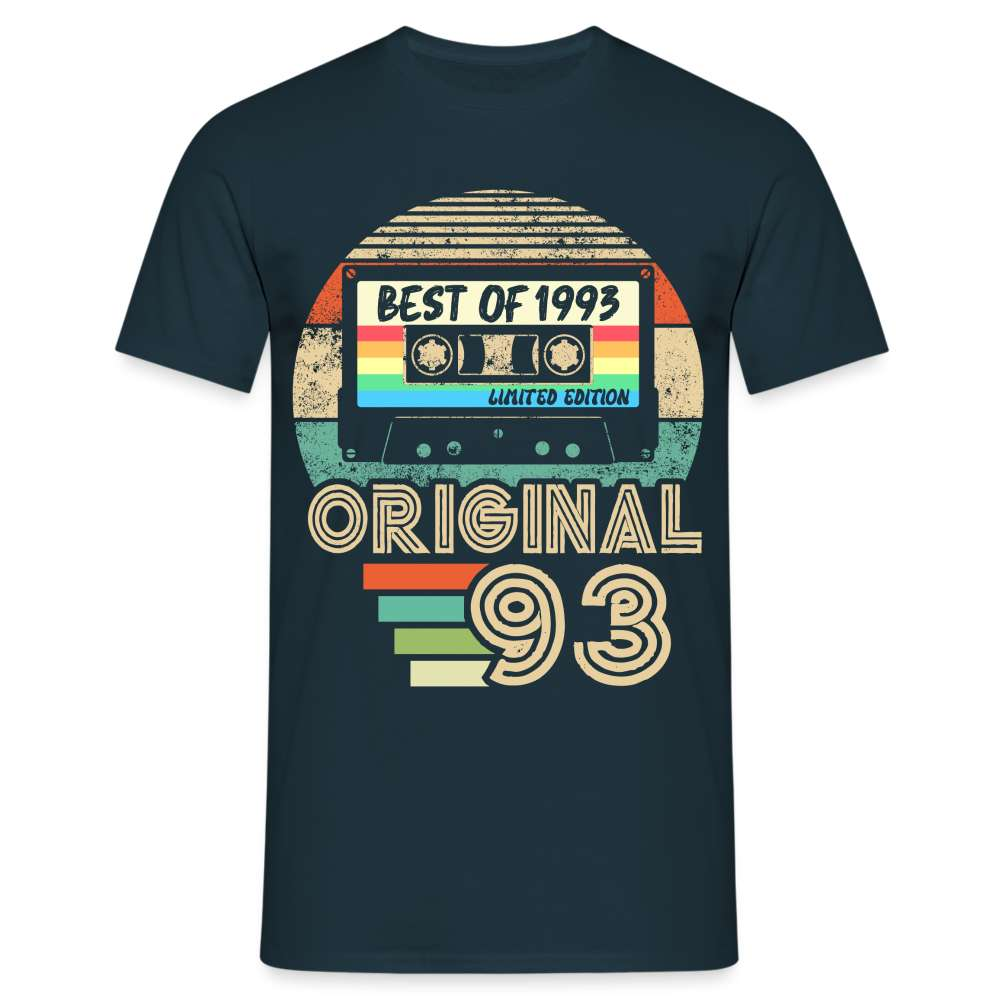 30. Geburtstag Geboren 1993 Retro Kassette Geschenk T-Shirt - Navy