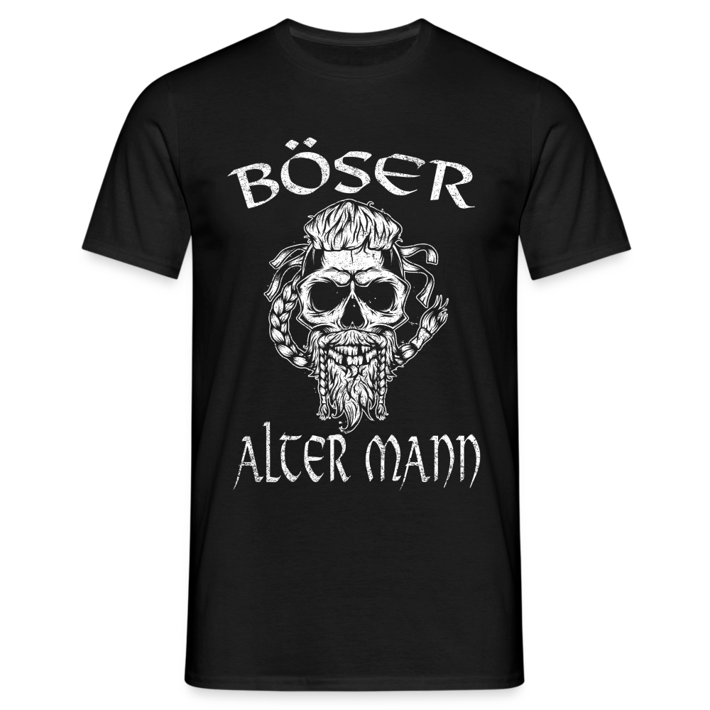 Wikinger Totenkopf Böser alter Mann Lustiges T-Shirt - Schwarz