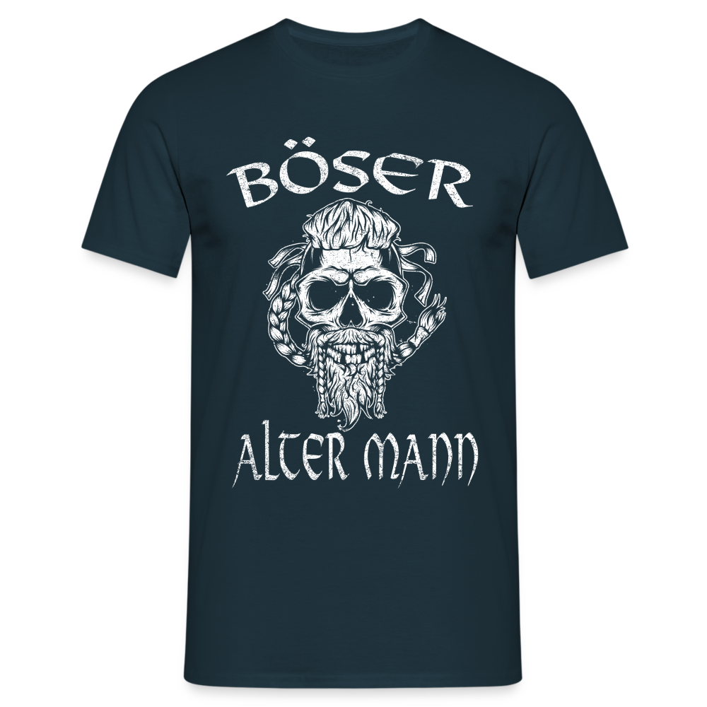 Wikinger Totenkopf Böser alter Mann Lustiges T-Shirt - Navy