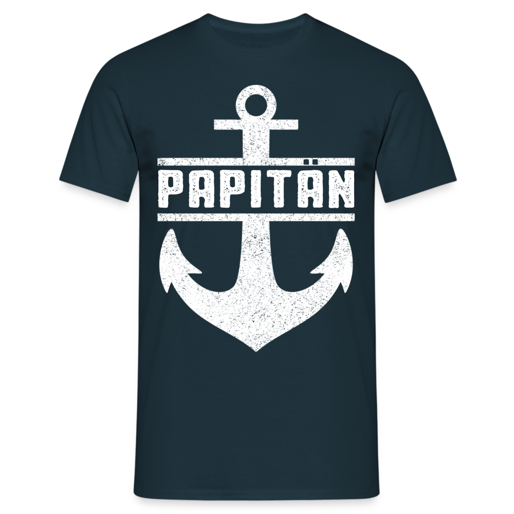 Vatertag Shirt Papa Papitän Anker Retro Style Geschenk T-Shirt - Navy